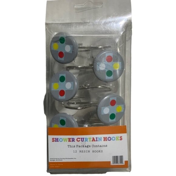 Gamer Shower Curtain Video Game Hook Set Fabric Curtain 70 X 72 Green Grey Mult - Picture 6 of 15